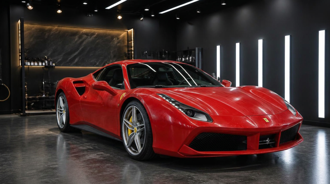 Ferrari 488 GTB before detailing — swirls and dull paint